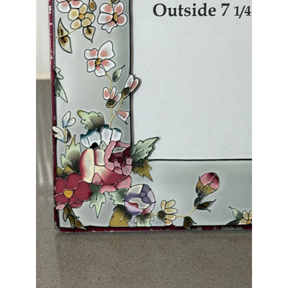 Lot of 3 Beautiful Glass & Wood Floral Design Picture Frame Pressed Flowers GUC
